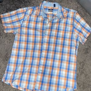 Men’s IZOD Orange and blue plaid button down